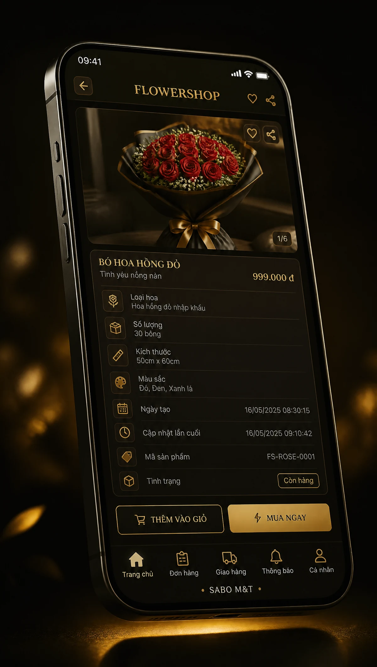 Giao diện mobile cửa hàng hoa tươi — màn 3