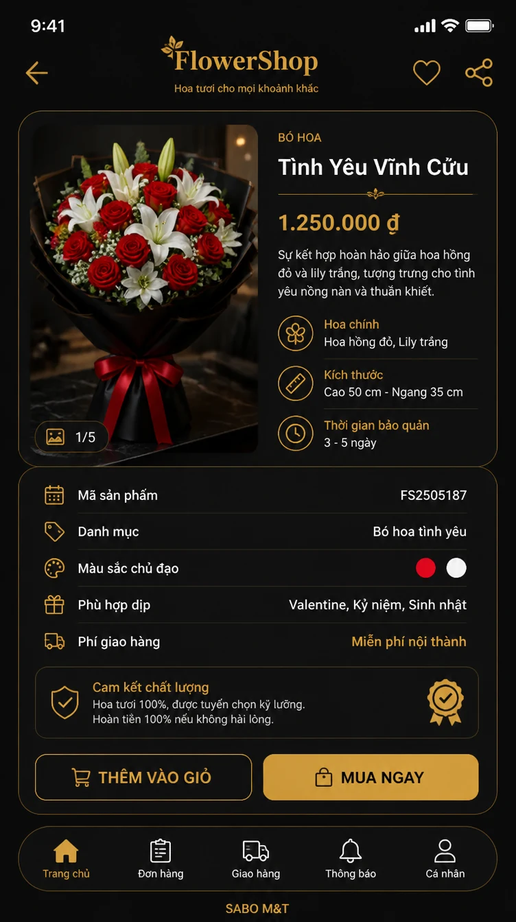 Giao diện mobile cửa hàng hoa tươi — màn 8