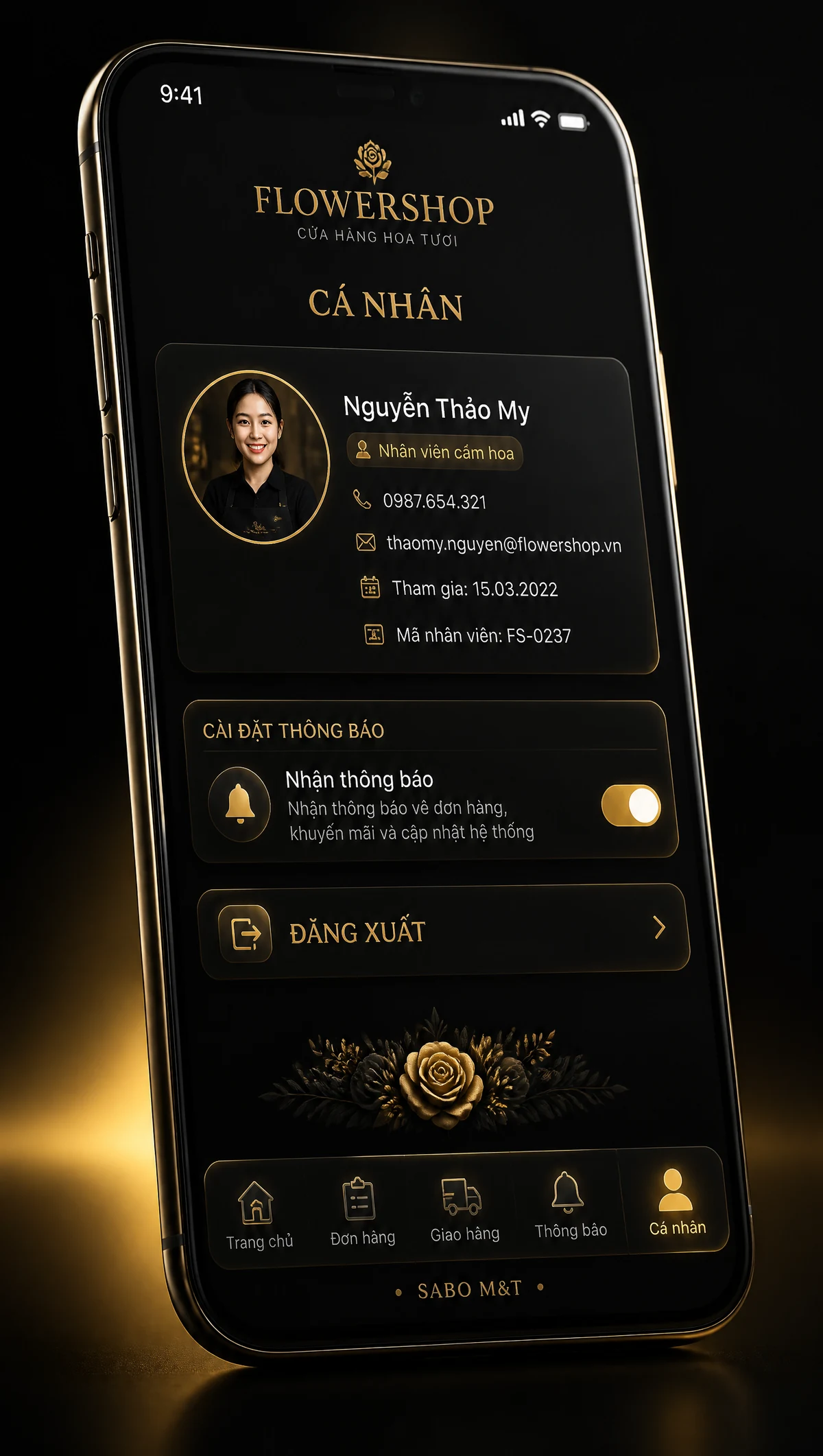 Giao diện mobile cửa hàng hoa tươi — màn 5
