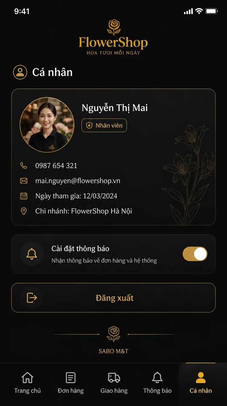 Giao diện mobile cửa hàng hoa tươi — màn 10