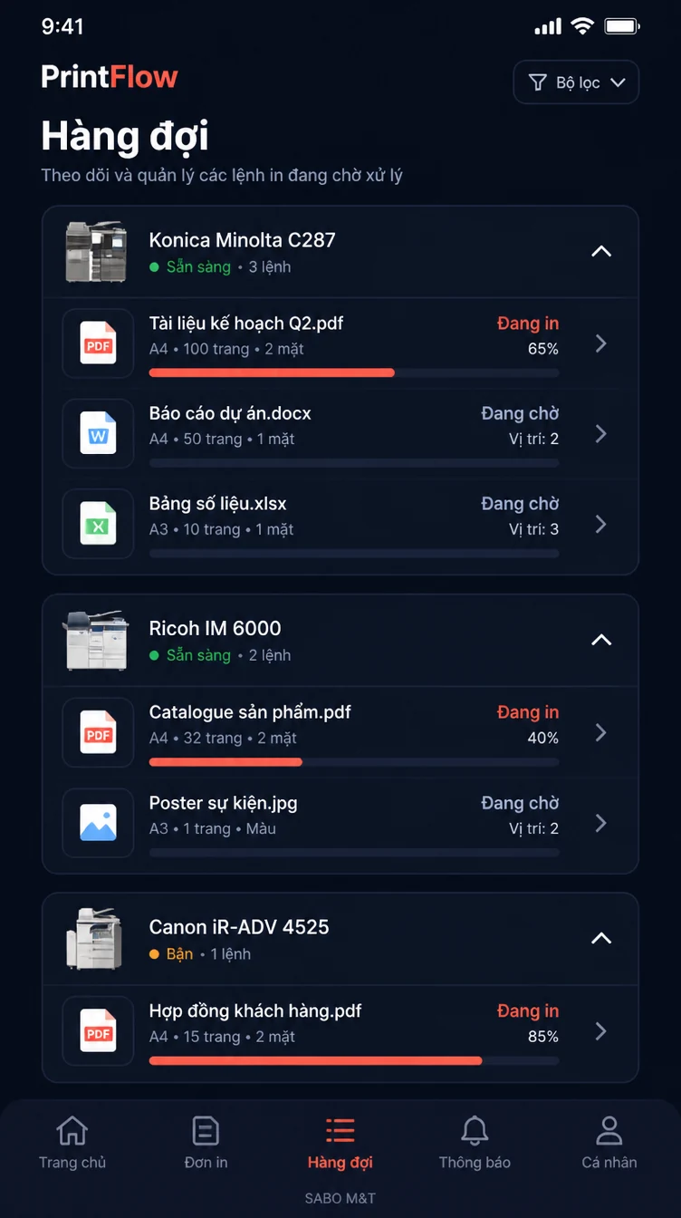 Giao diện mobile xưởng in ấn – photocopy — màn 9