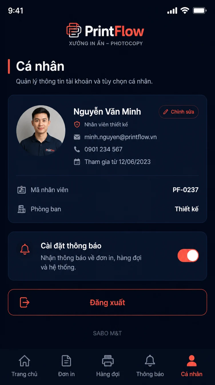 Giao diện mobile xưởng in ấn – photocopy — màn 10