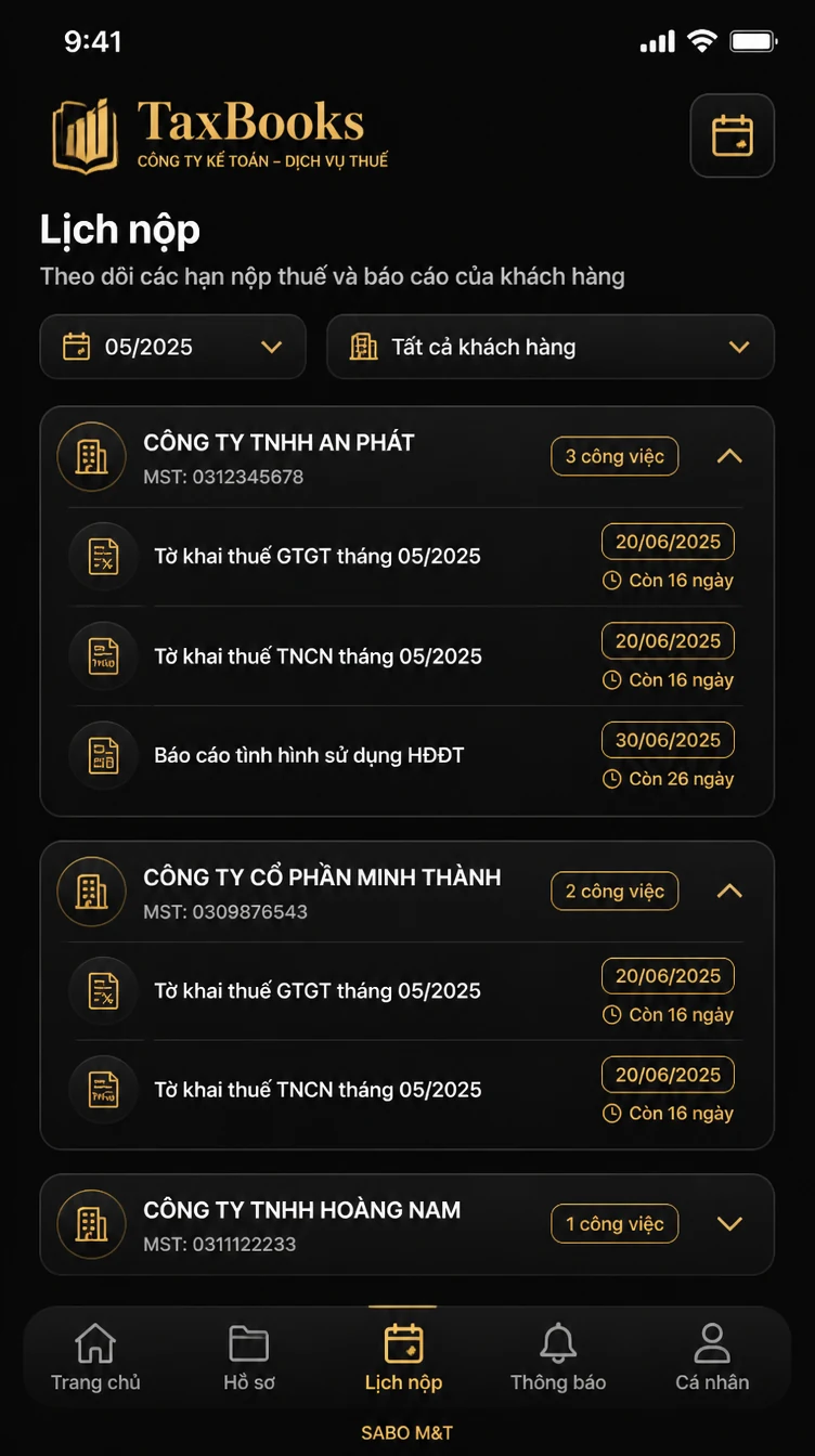 Giao diện mobile công ty kế toán – dịch vụ thuế — màn 9