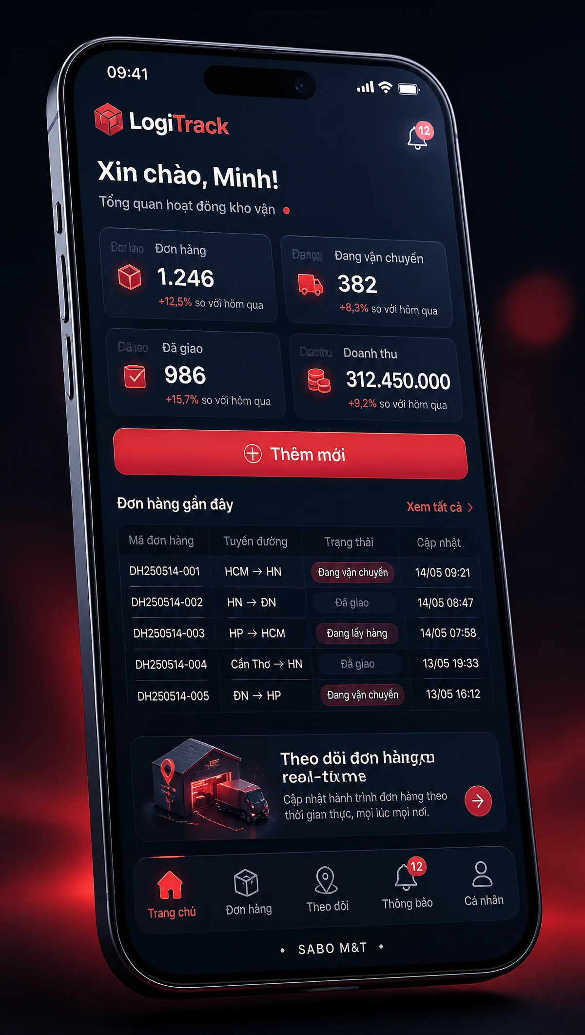 Giao diện mobile kho vận – logistics — màn 1
