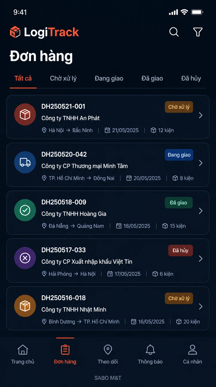Giao diện mobile kho vận – logistics — màn 7