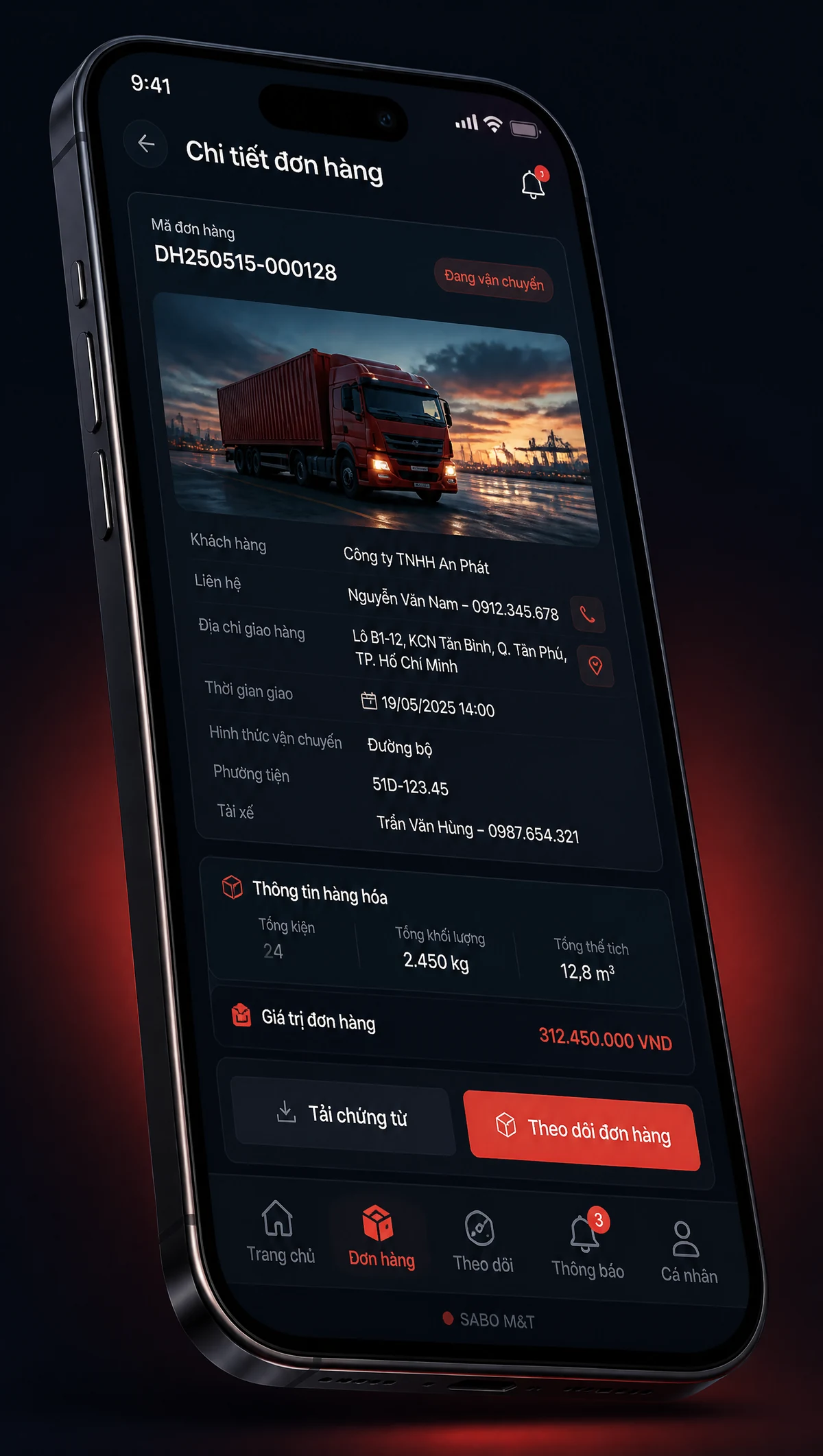 Giao diện mobile kho vận – logistics — màn 3