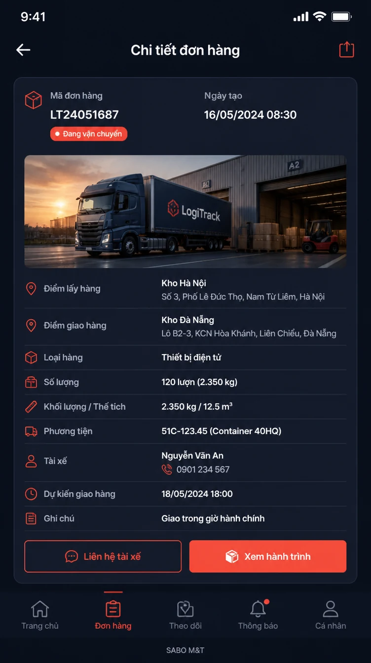 Giao diện mobile kho vận – logistics — màn 8