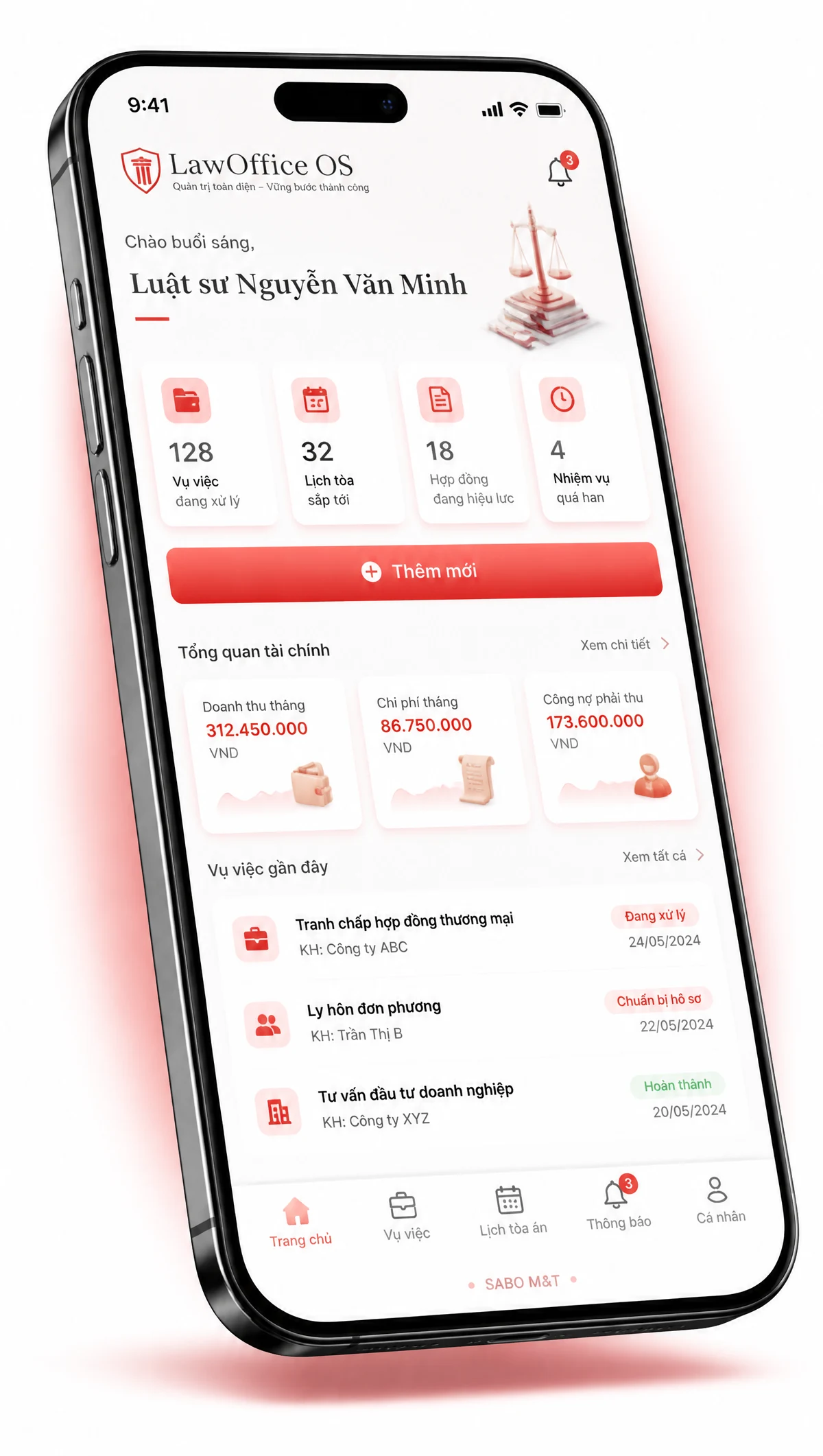 Giao diện mobile văn phòng luật sư — màn 1