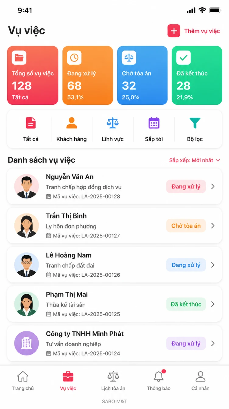 Giao diện mobile văn phòng luật sư — màn 7