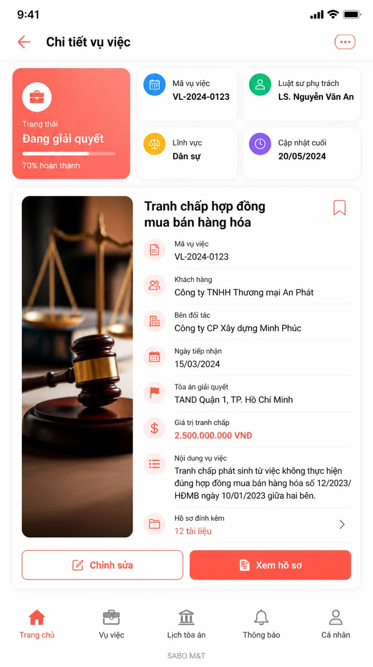 Giao diện mobile văn phòng luật sư — màn 8