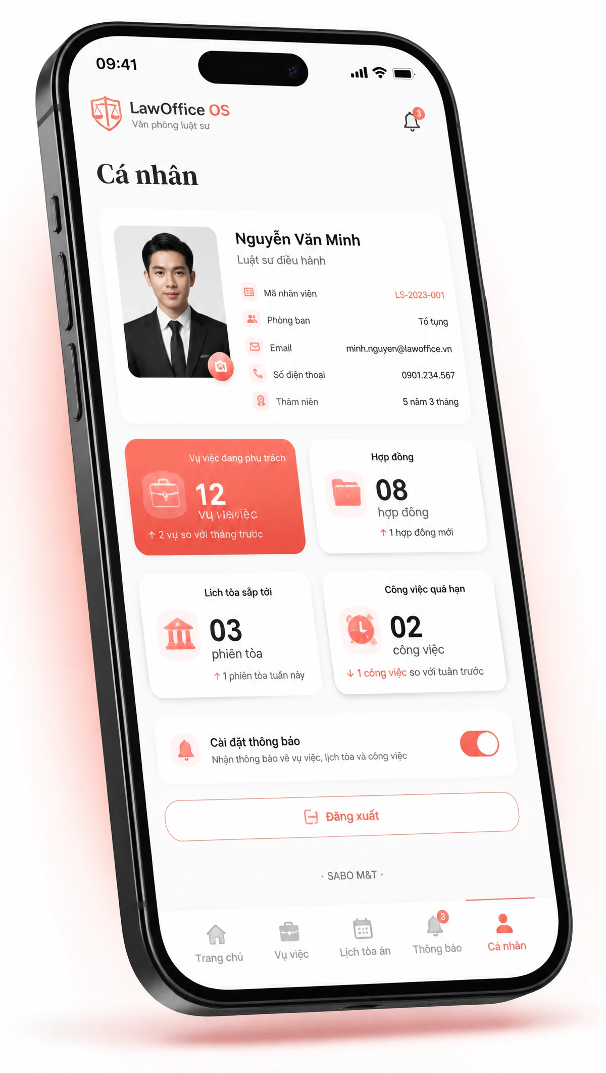 Giao diện mobile văn phòng luật sư — màn 5
