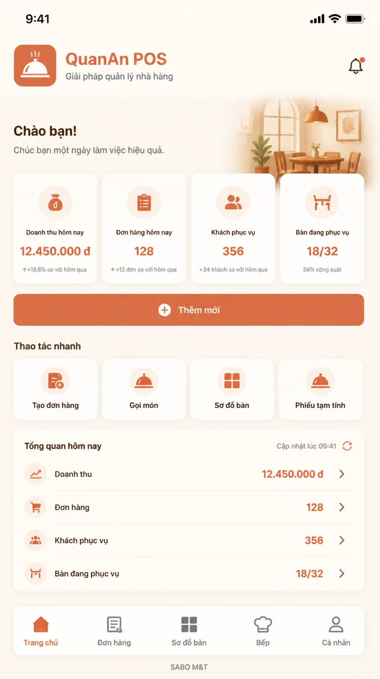 Giao diện mobile nhà hàng — màn 6