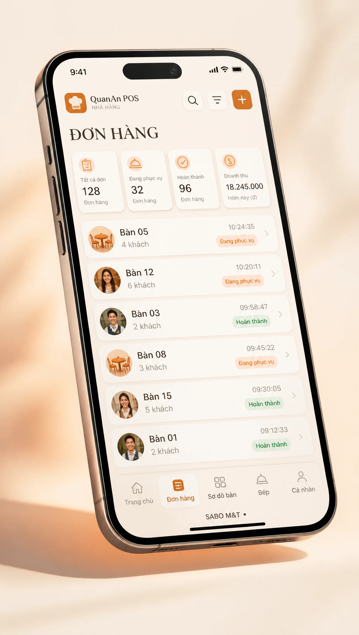 Giao diện mobile nhà hàng — màn 2