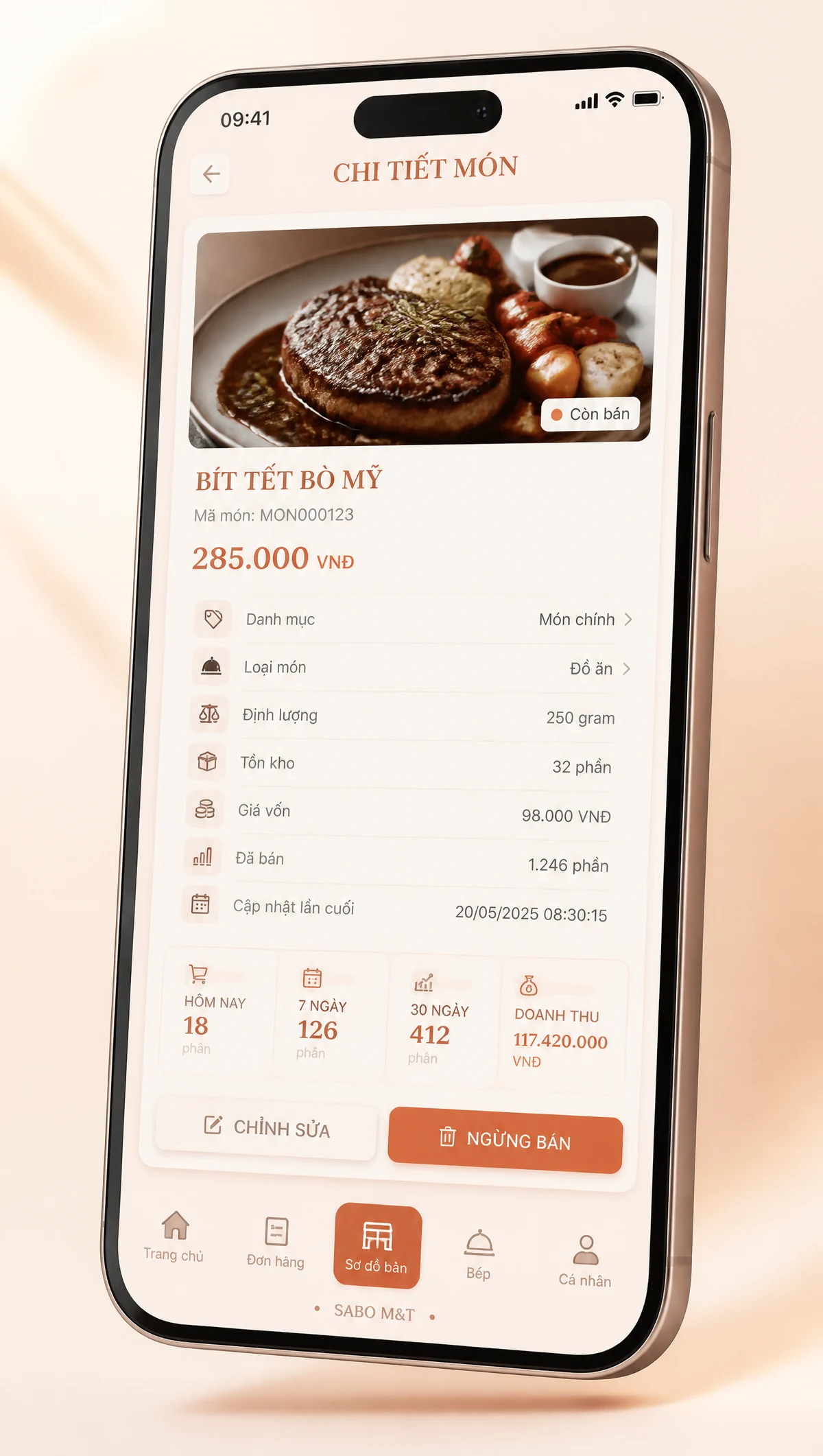 Giao diện mobile nhà hàng — màn 3