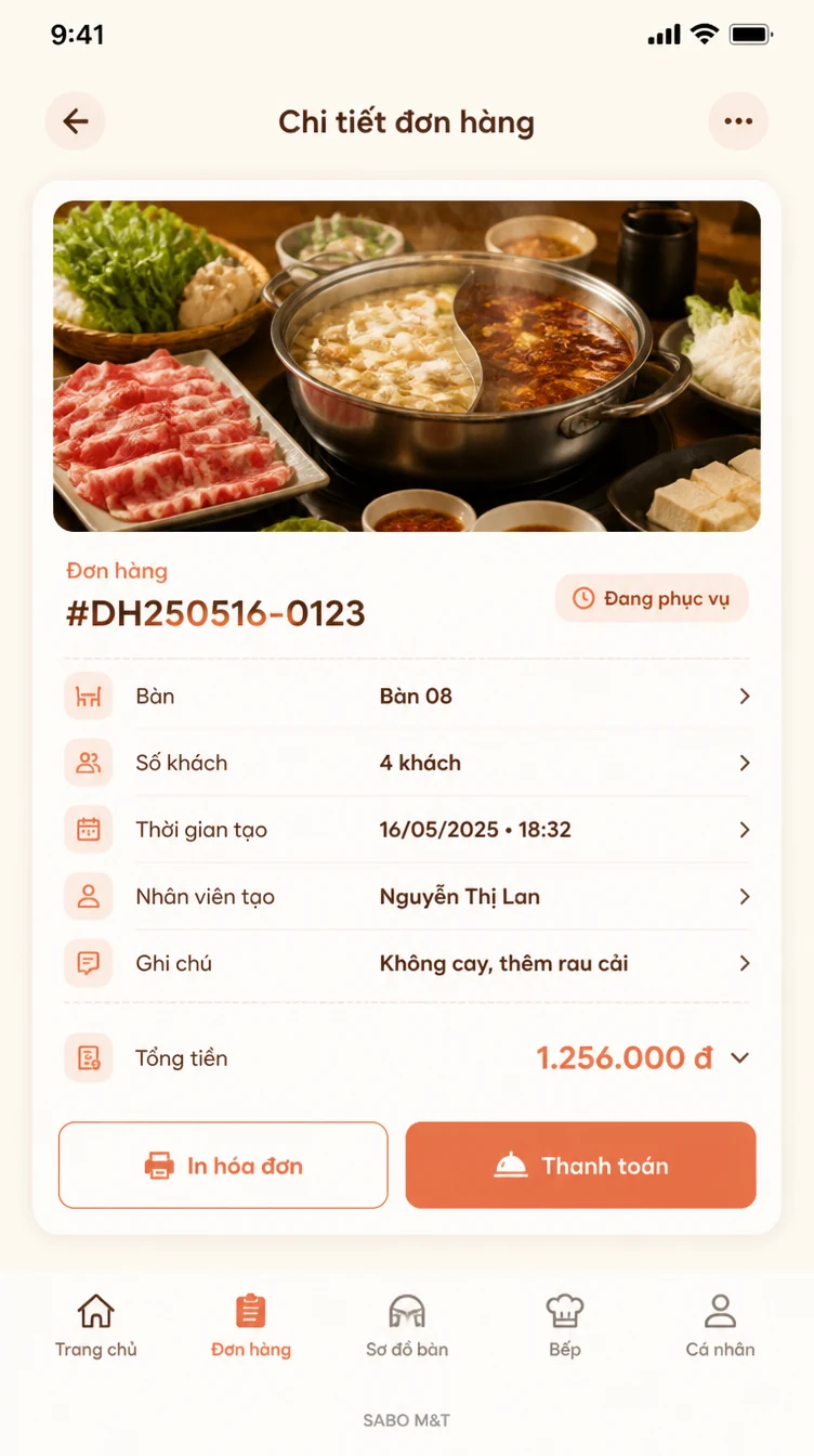 Giao diện mobile nhà hàng — màn 8