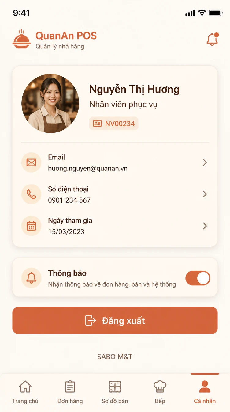 Giao diện mobile nhà hàng — màn 10