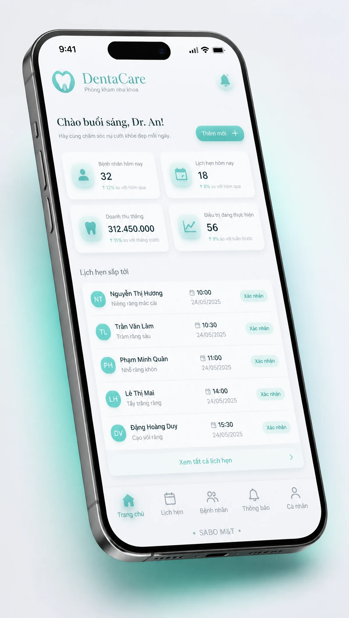 Giao diện mobile phòng khám nha khoa — màn 1