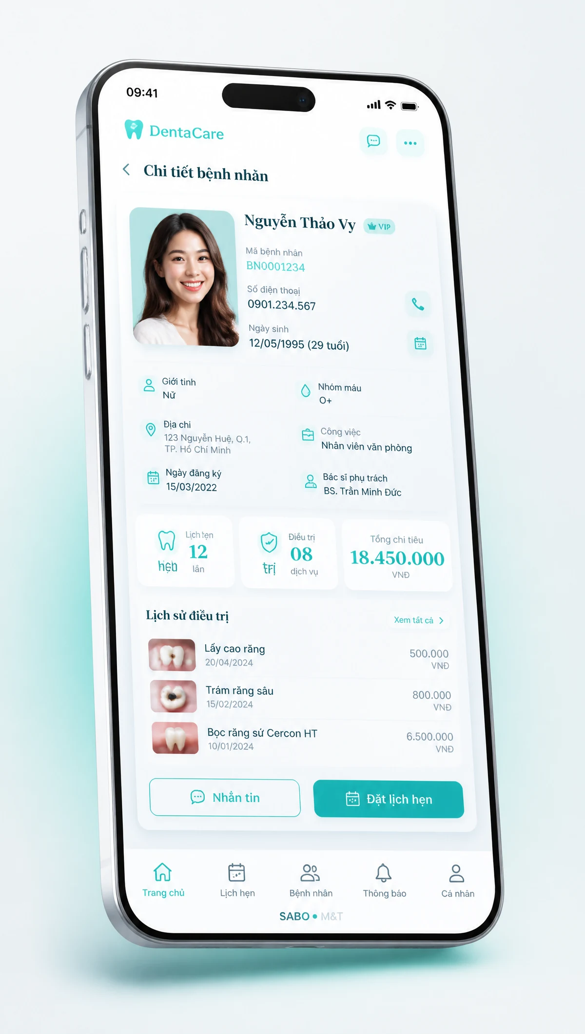Giao diện mobile phòng khám nha khoa — màn 3
