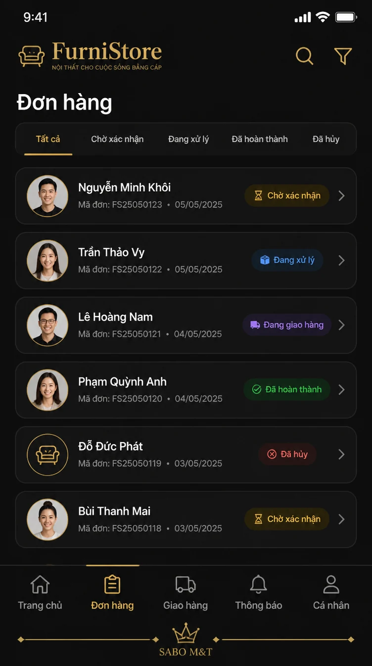 Giao diện mobile cửa hàng nội thất — màn 7