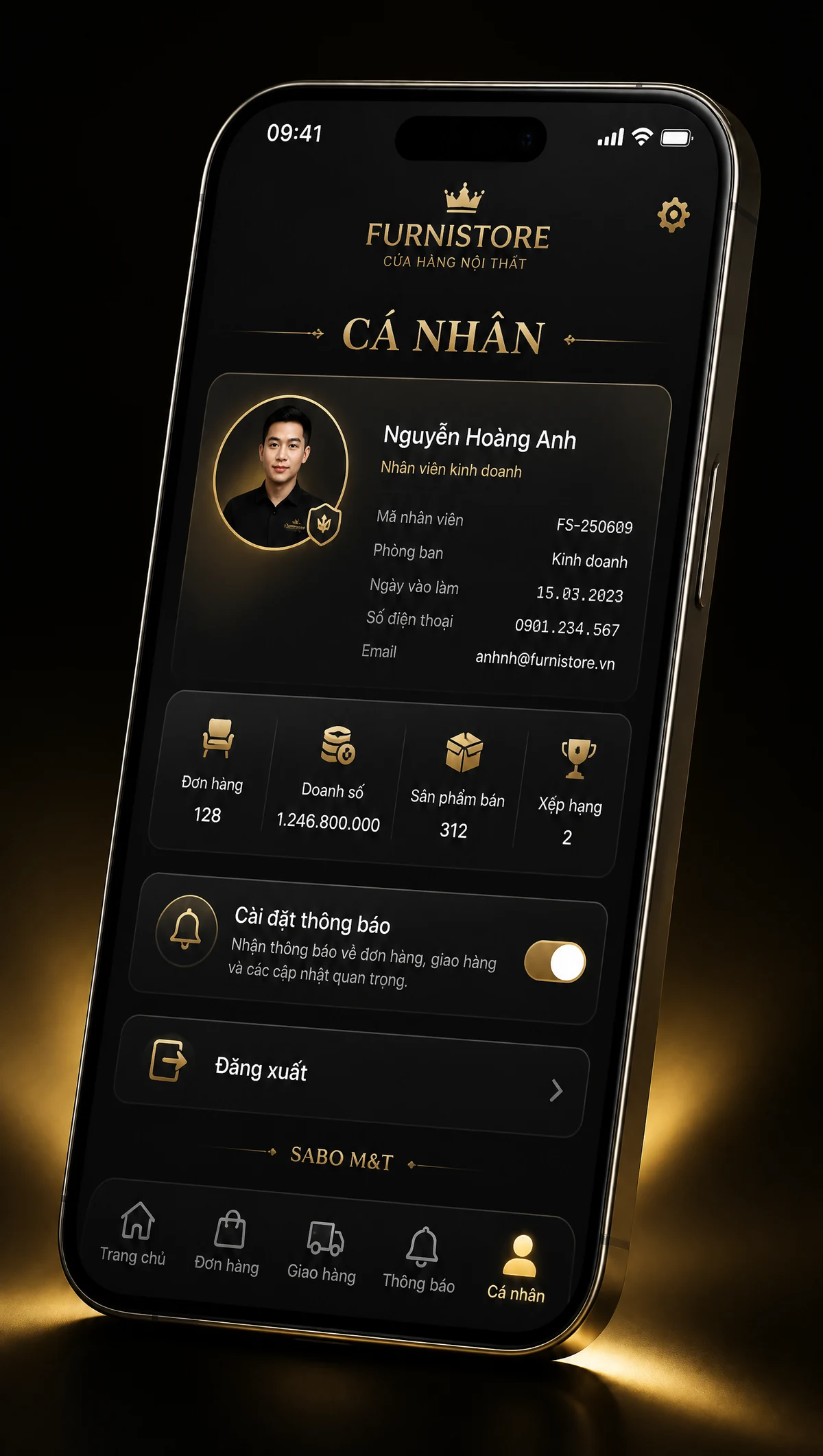Giao diện mobile cửa hàng nội thất — màn 5