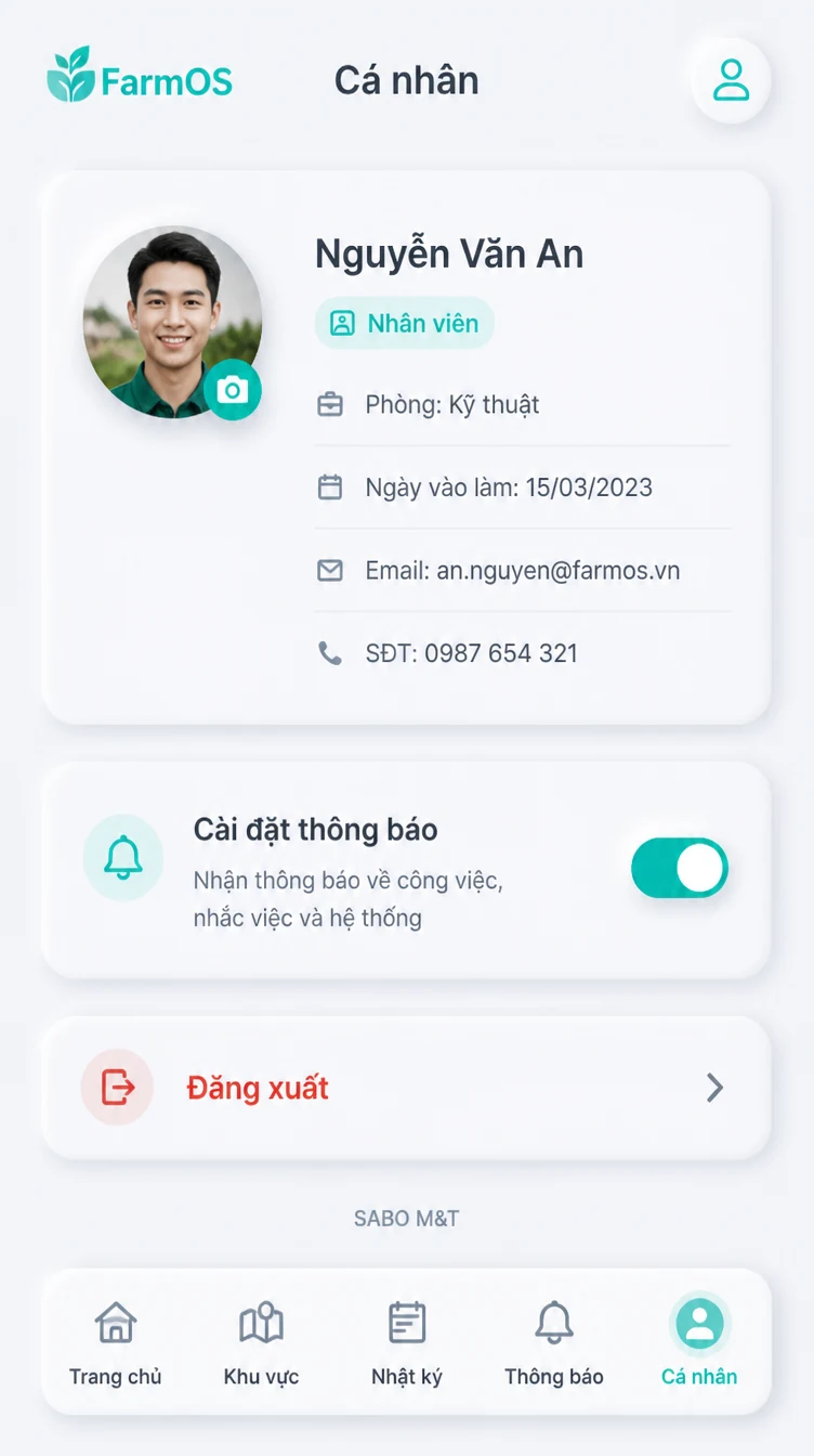 Giao diện mobile nông trại – trang trại — màn 10