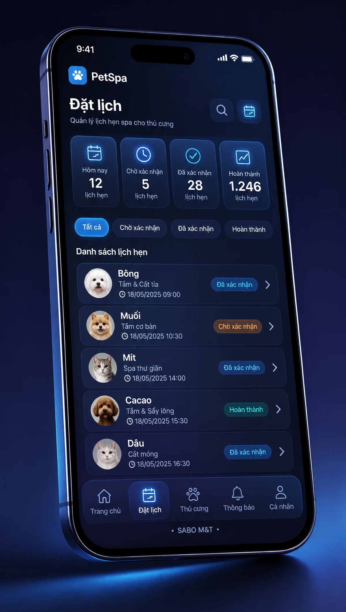Giao diện mobile spa thú cưng — màn 2