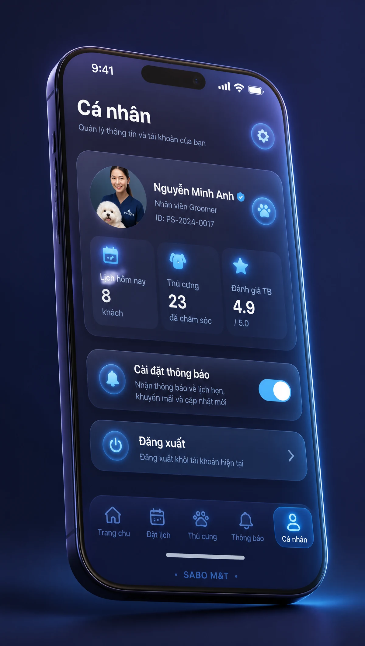 Giao diện mobile spa thú cưng — màn 5
