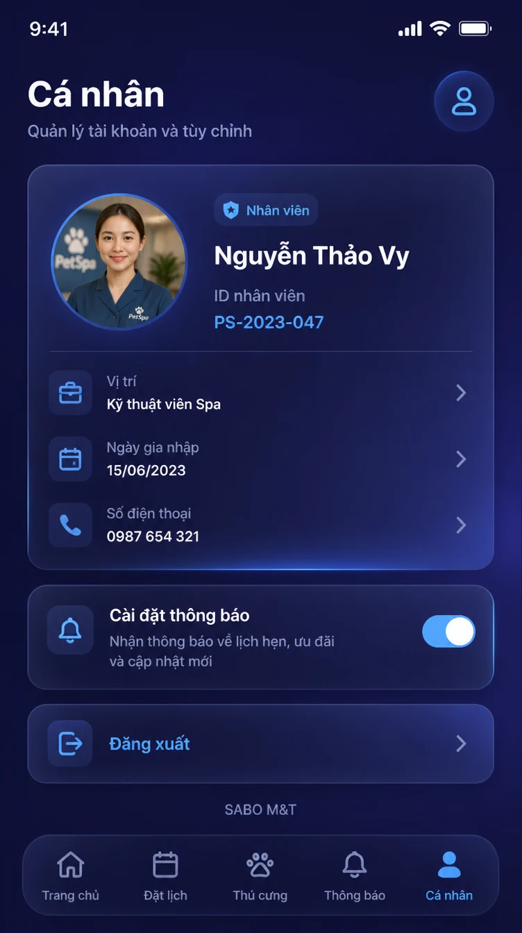Giao diện mobile spa thú cưng — màn 10