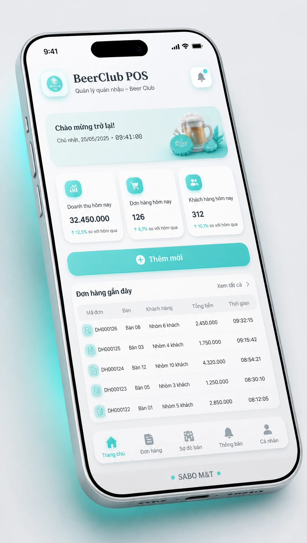 Giao diện mobile quán nhậu – beer club — màn 1
