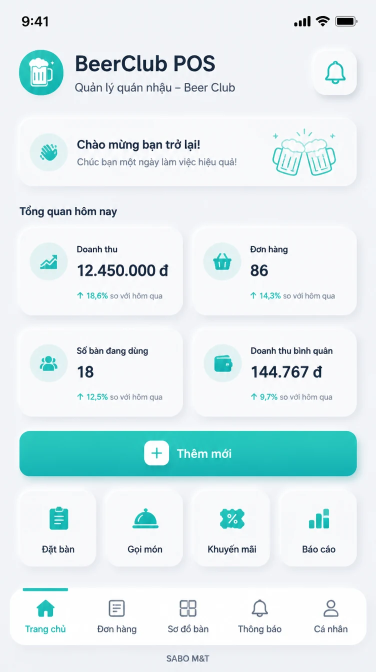 Giao diện mobile quán nhậu – beer club — màn 6