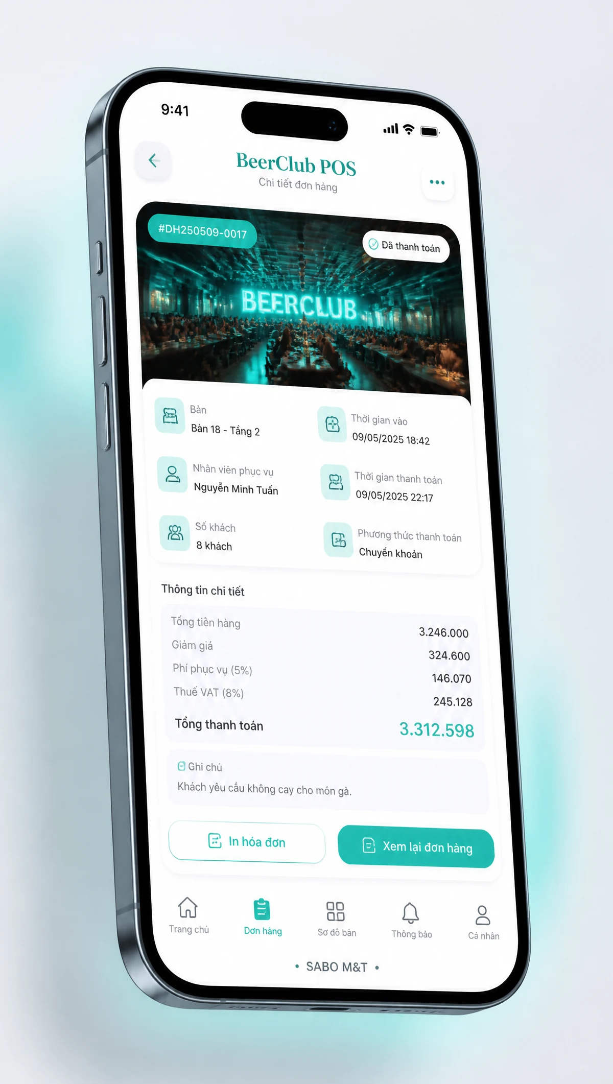 Giao diện mobile quán nhậu – beer club — màn 3