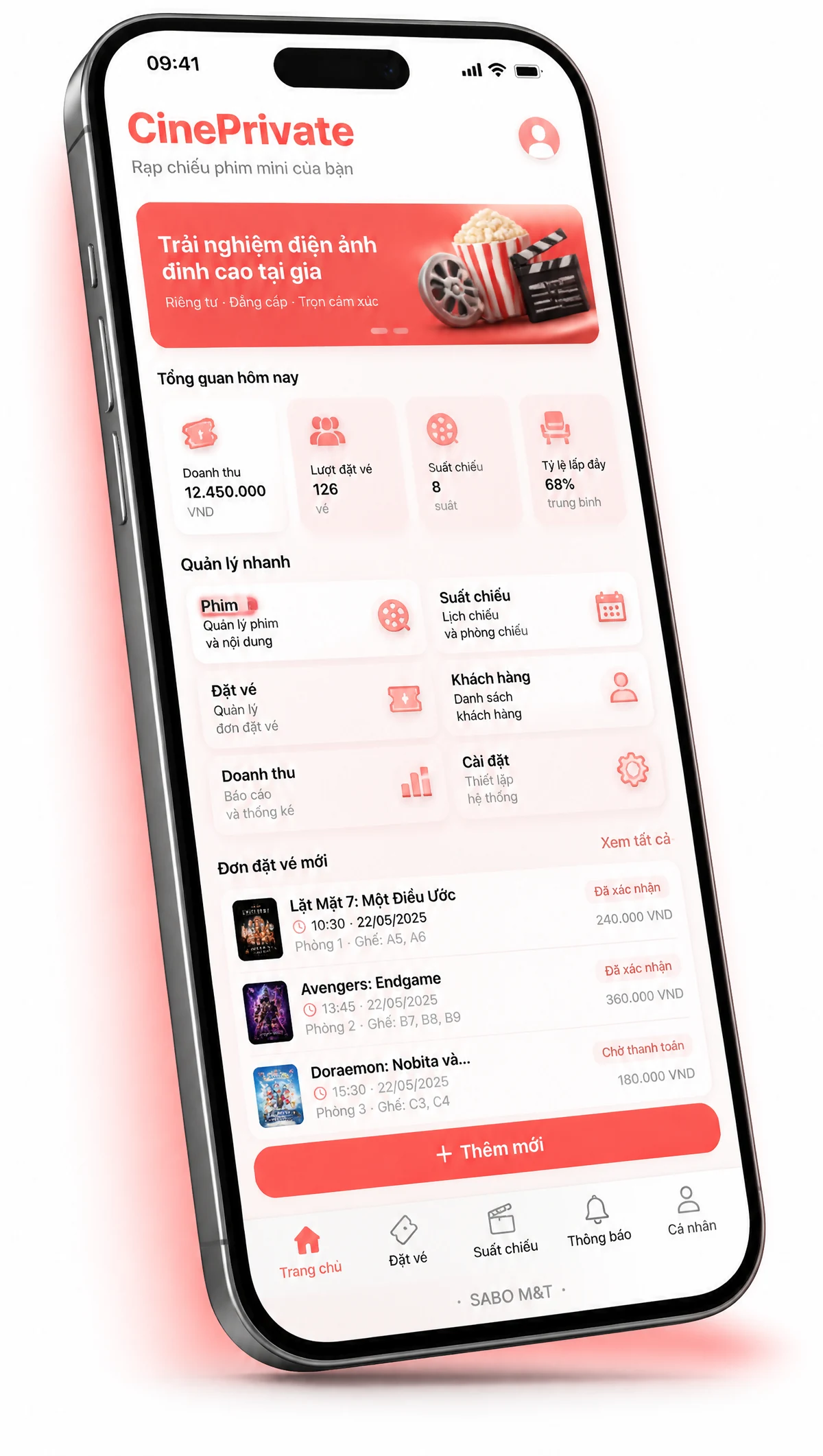 Giao diện mobile rạp chiếu phim mini — màn 1