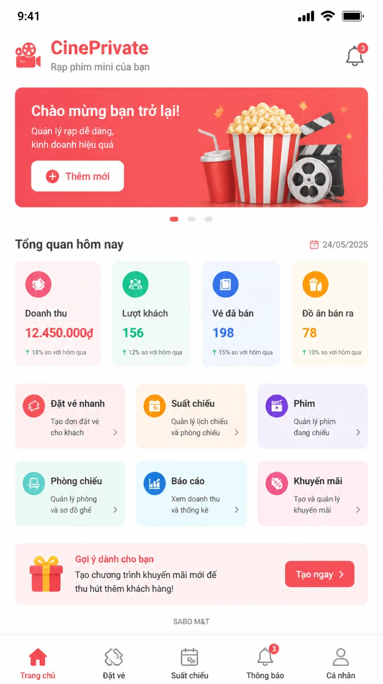 Giao diện mobile rạp chiếu phim mini — màn 6