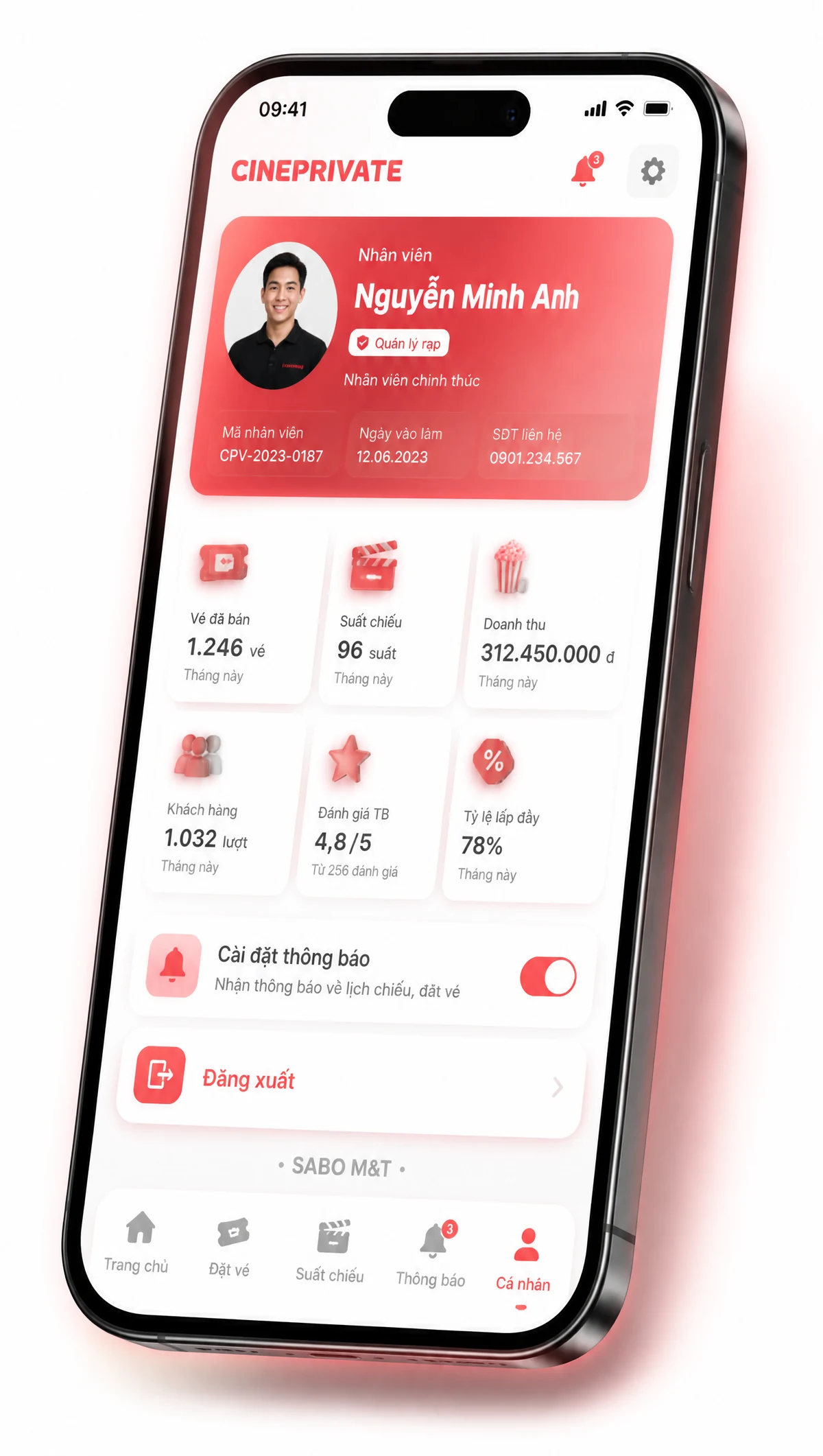Giao diện mobile rạp chiếu phim mini — màn 5