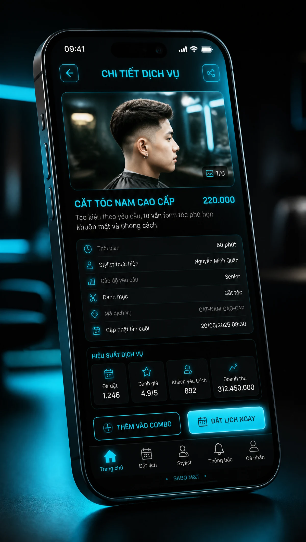 Giao diện mobile salon tóc – barber shop — màn 3