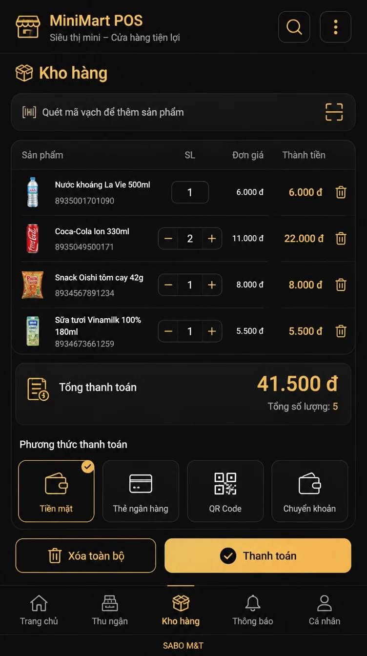 Giao diện mobile siêu thị mini – cửa hàng tiện lợi — màn 9