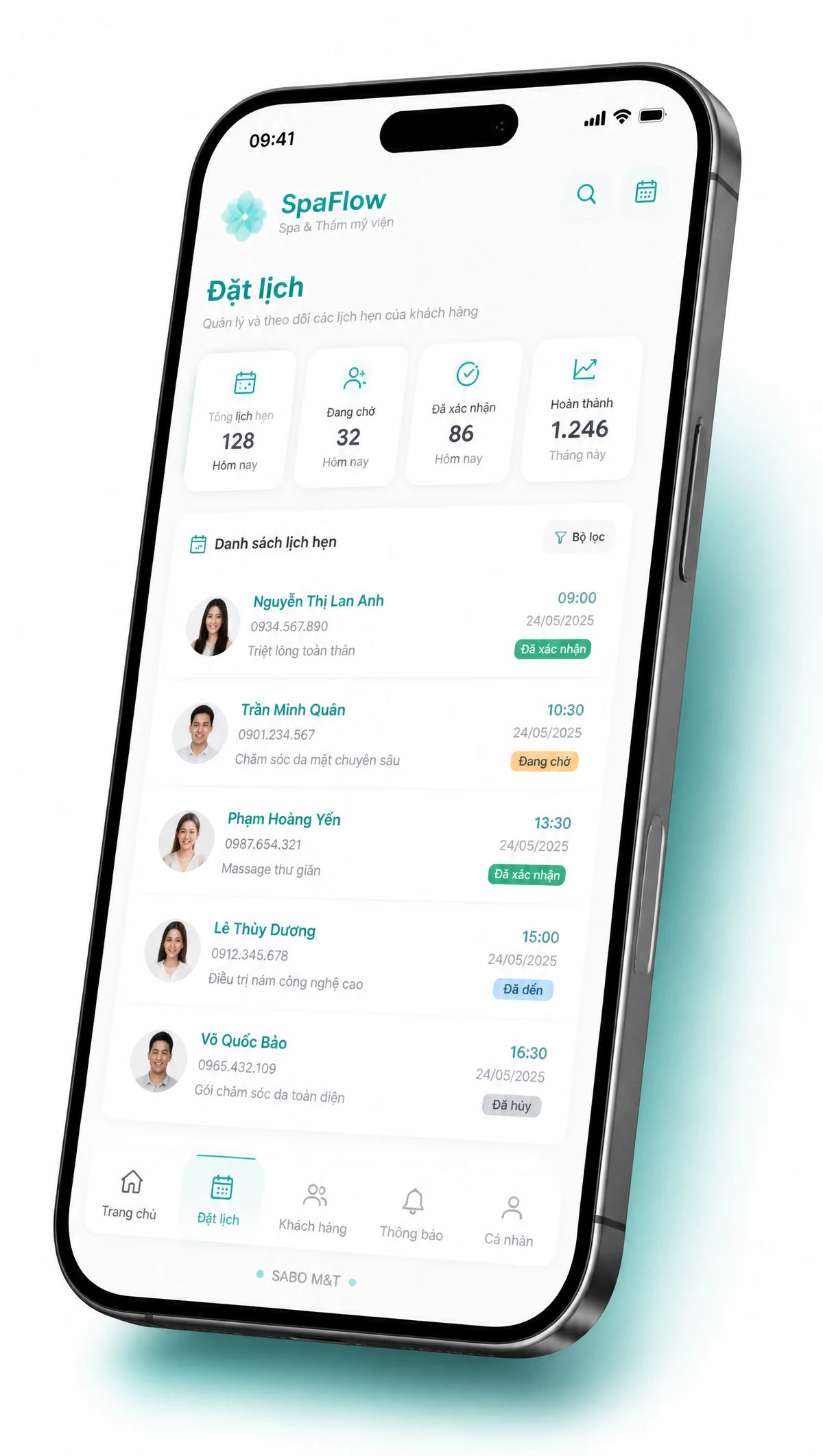 Giao diện mobile spa & thẩm mỹ viện — màn 2