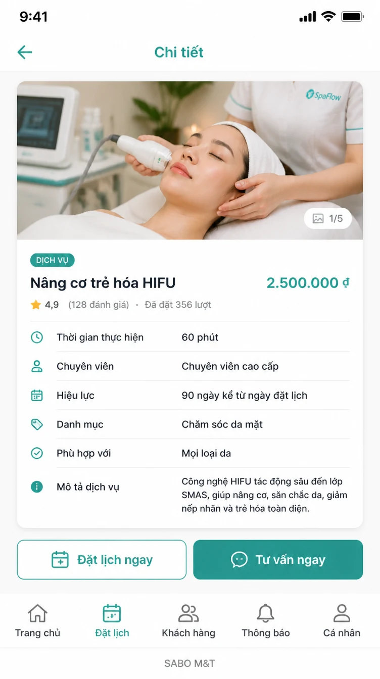 Giao diện mobile spa & thẩm mỹ viện — màn 8