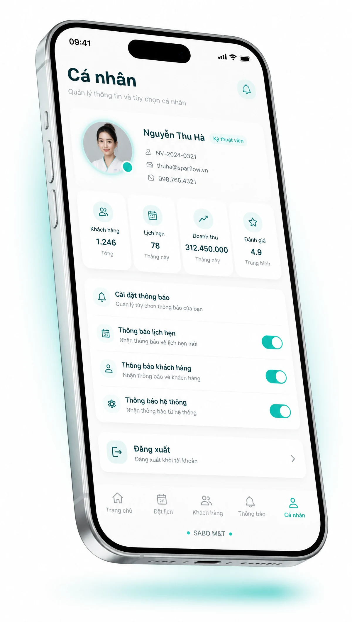 Giao diện mobile spa & thẩm mỹ viện — màn 5