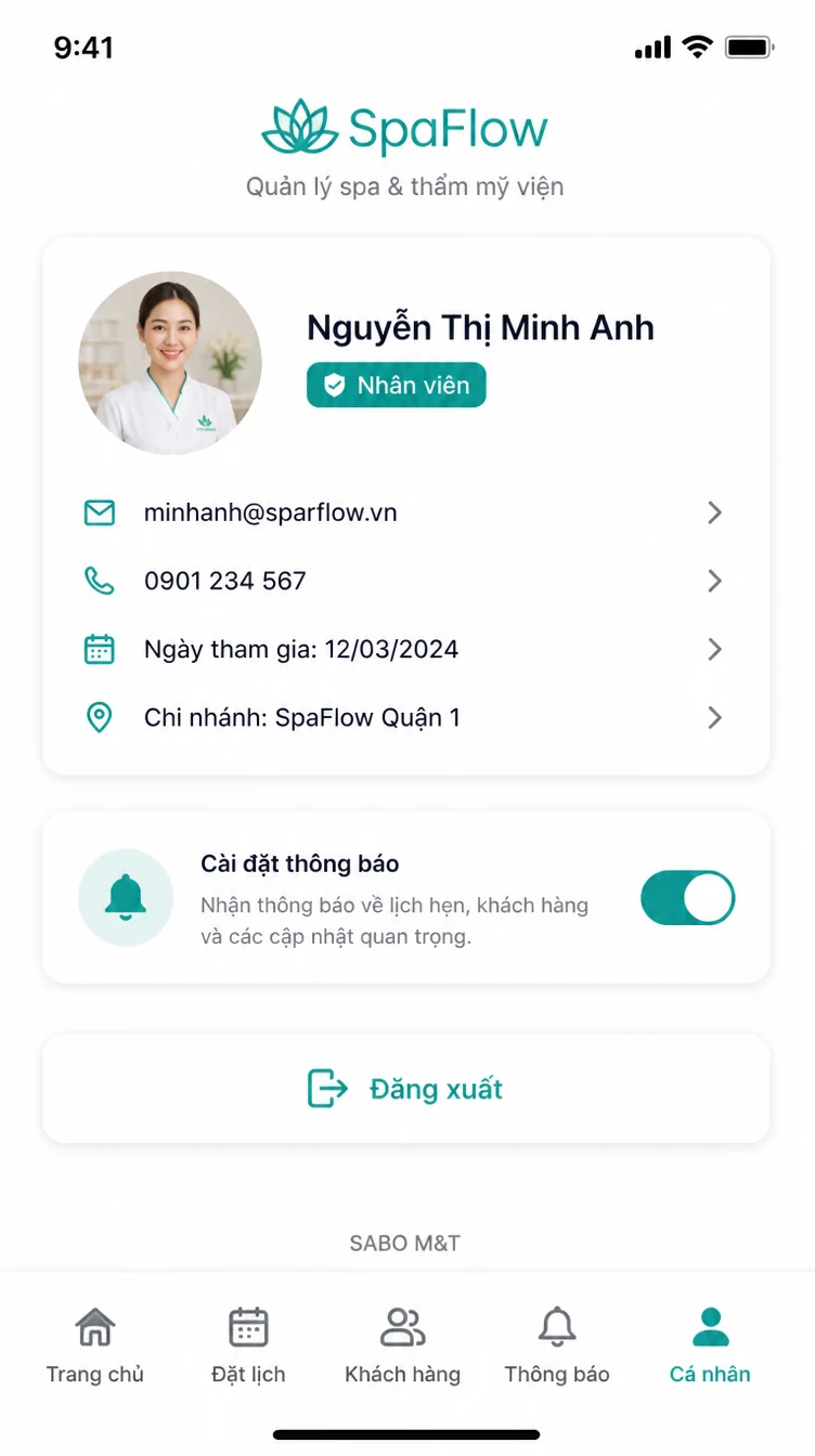 Giao diện mobile spa & thẩm mỹ viện — màn 10