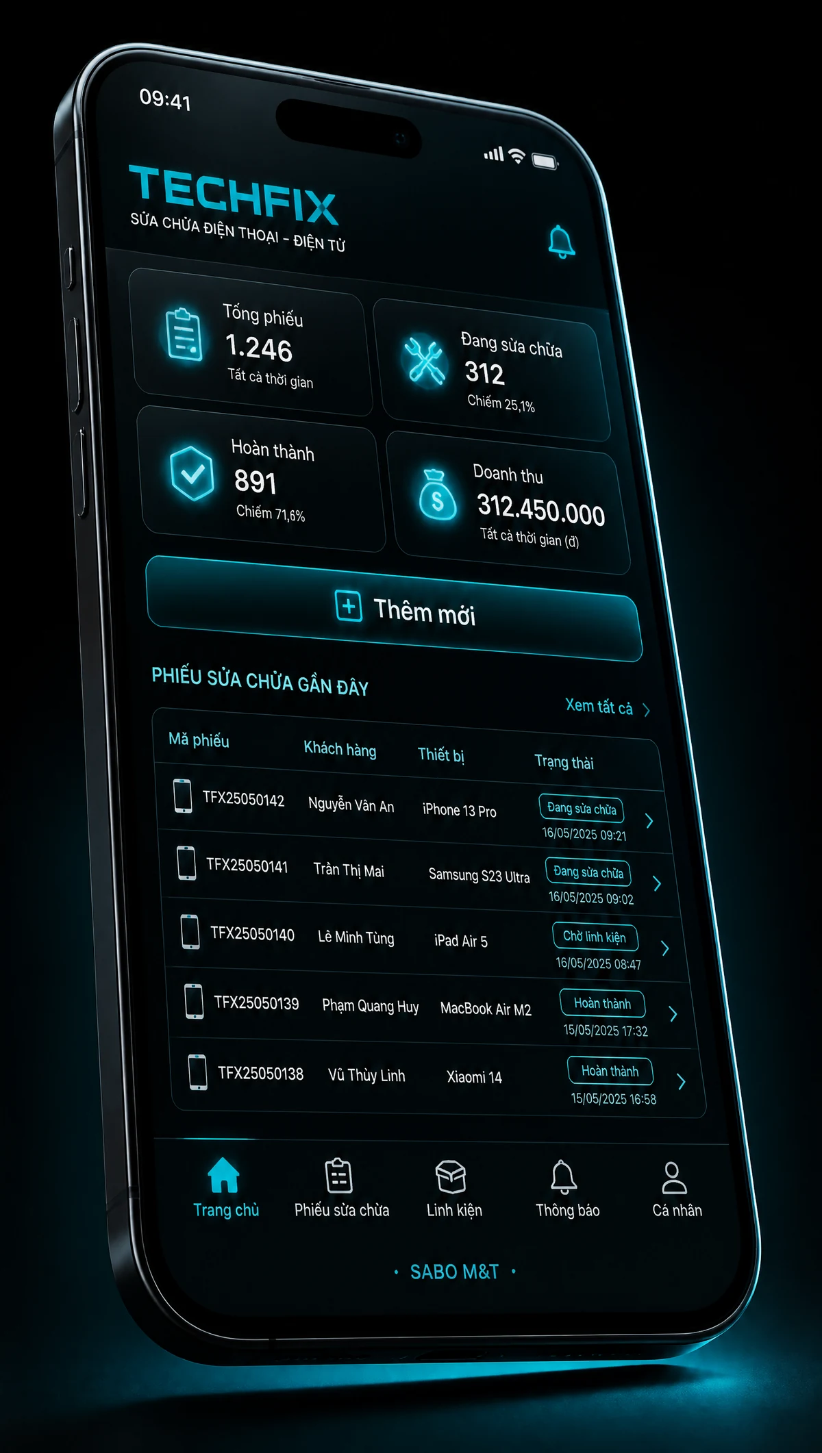 Giao diện mobile sửa chữa điện thoại – điện tử — màn 1
