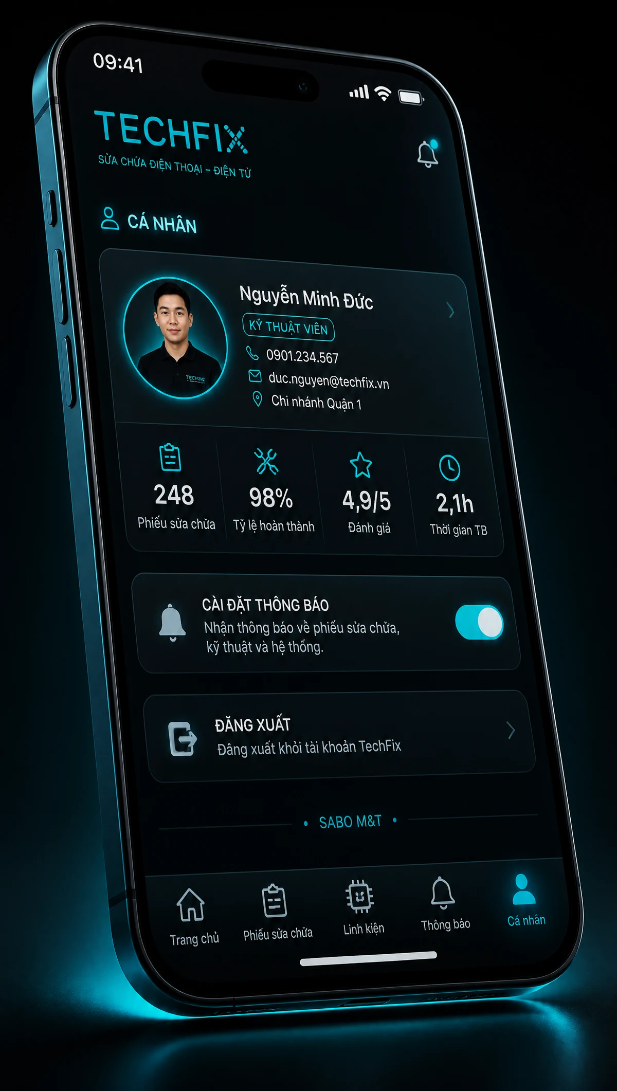 Giao diện mobile sửa chữa điện thoại – điện tử — màn 5
