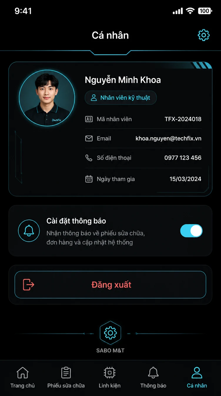Giao diện mobile sửa chữa điện thoại – điện tử — màn 10