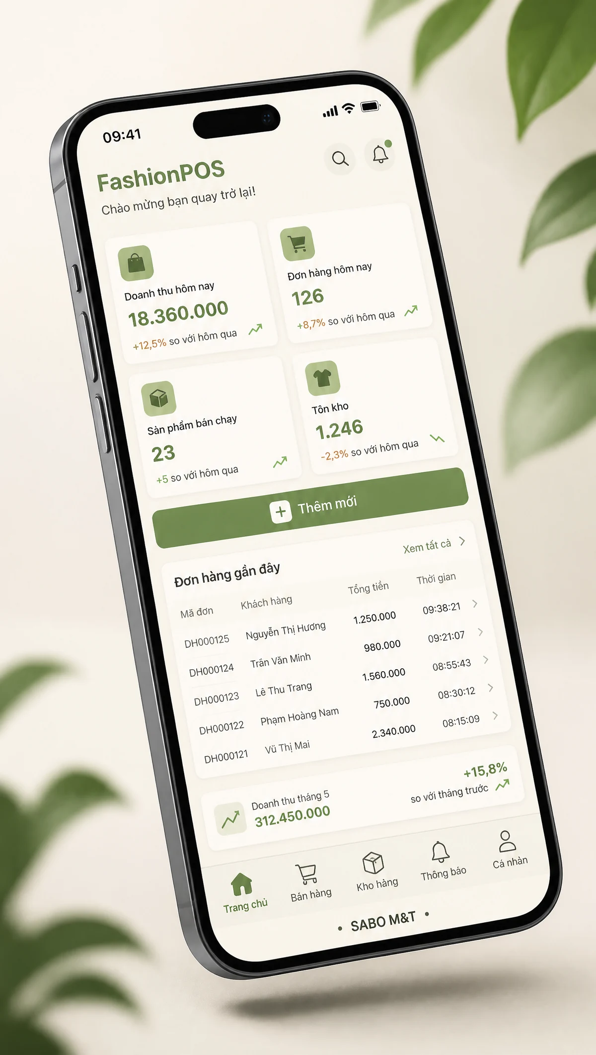 Giao diện mobile cửa hàng thời trang — màn 1