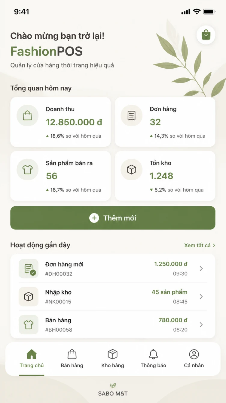 Giao diện mobile cửa hàng thời trang — màn 6
