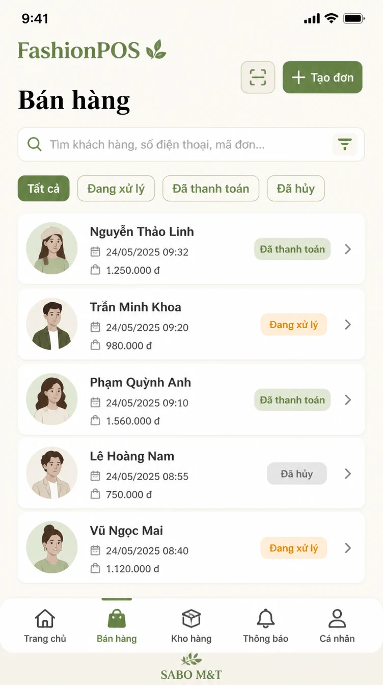 Giao diện mobile cửa hàng thời trang — màn 7