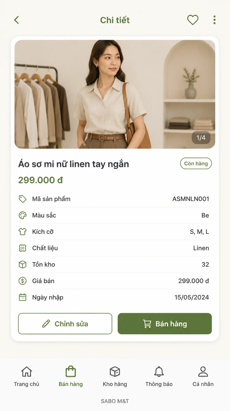Giao diện mobile cửa hàng thời trang — màn 8