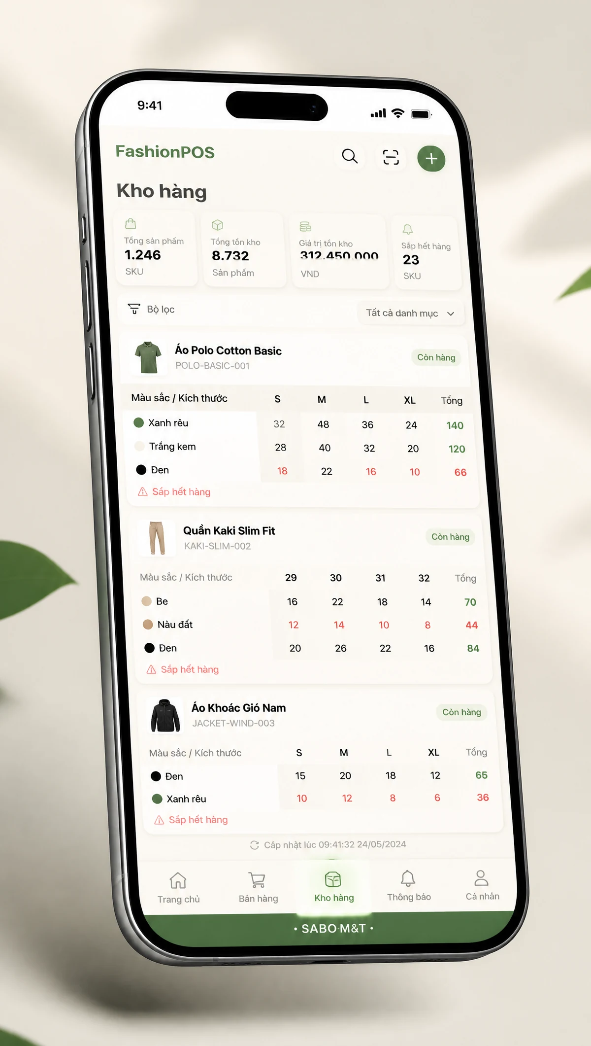 Giao diện mobile cửa hàng thời trang — màn 4