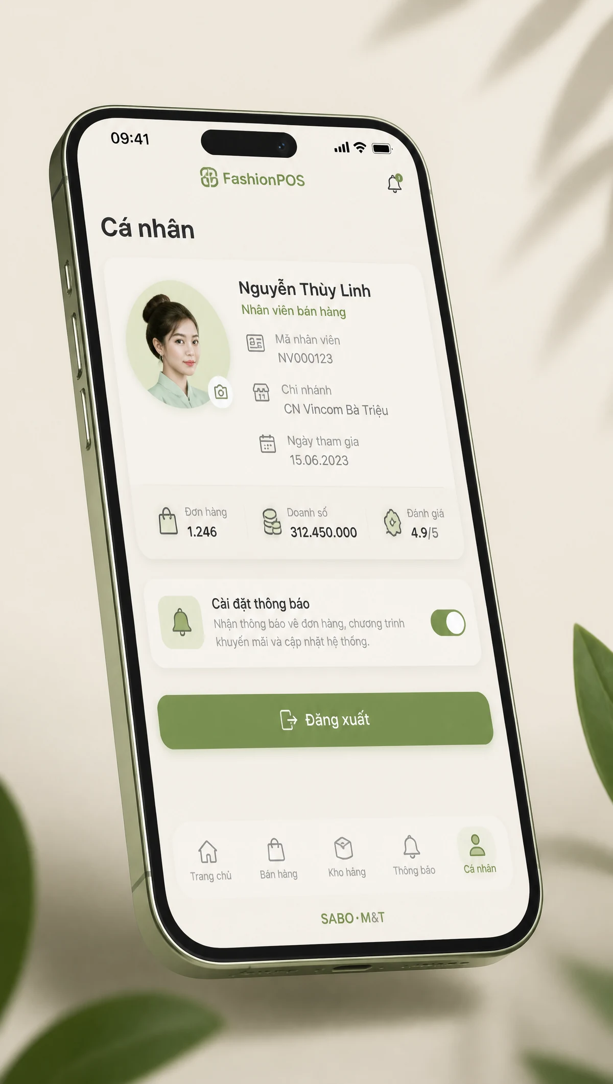 Giao diện mobile cửa hàng thời trang — màn 5