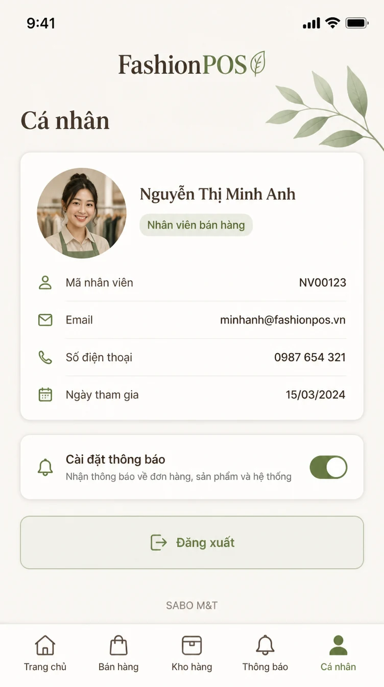 Giao diện mobile cửa hàng thời trang — màn 10